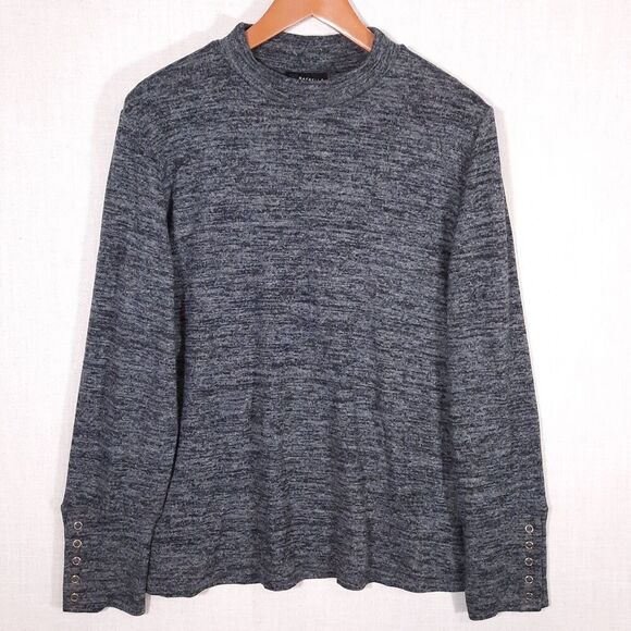 Rafaella Tops - Rafaella Knit Crew Neck Sweater Top Size XXL Heather Charcoal Buttoned Cuffs